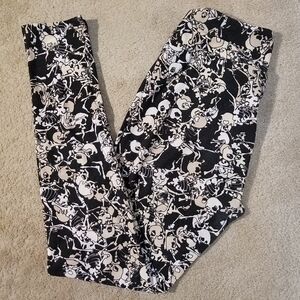 LuLaRoe Black Bones Leggings Skeleton Halloween One Size Women's Lounge Pants